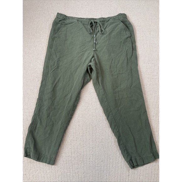 J.CREW Pants - J Crew Denim Women's XL Linen Blend Pull On Cropped Pants Green Beach